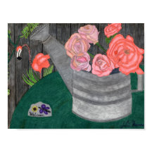 Roses In The Watering Can by Julia Hanna