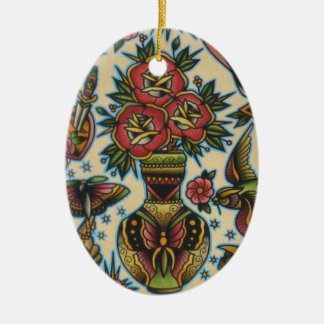 roses in vase ceramic ornament