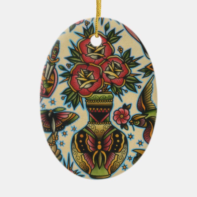 roses in vase ceramic ornament (Front)