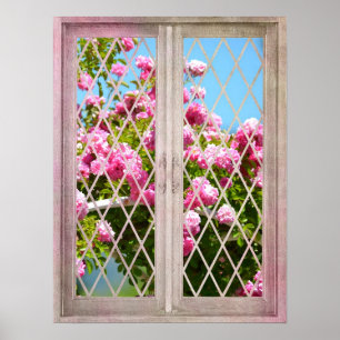 Roses in Window Poster
