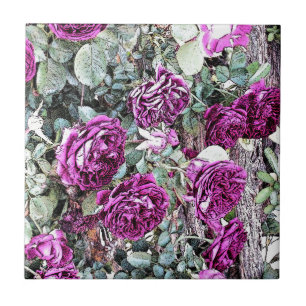 Roses Ink Outline Ceramic Tile