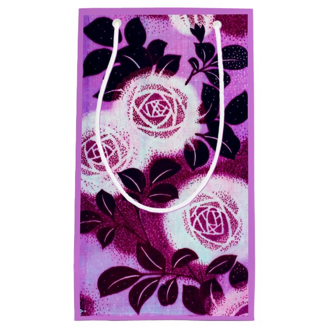 Roses, Japanese Vintage Design Small Gift Bag (Front)