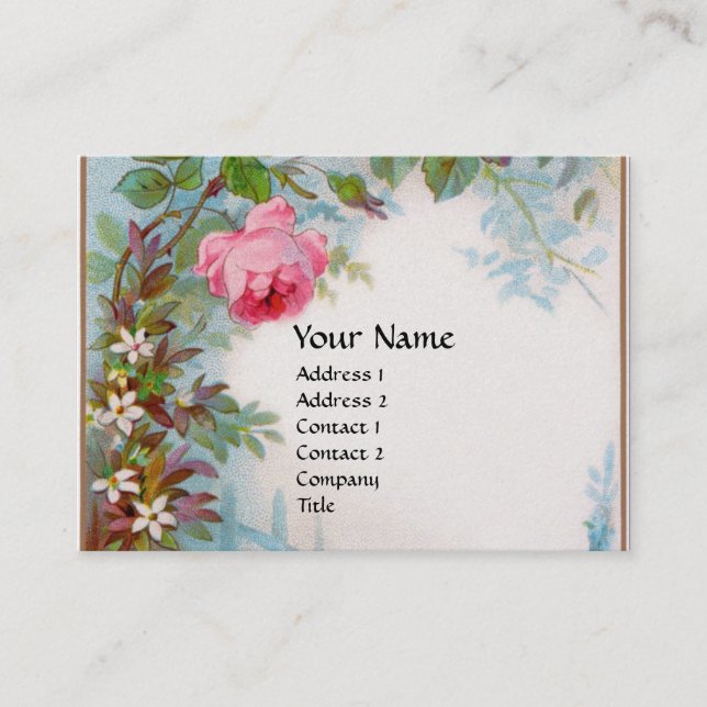 ROSES & JASMINES FLORAL MONOGRAM ORANGE GEM Pearl Business Card (Front)