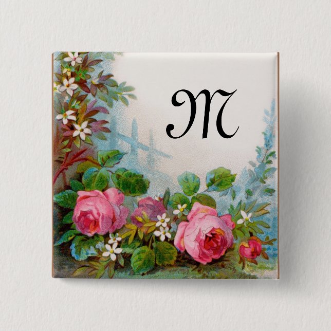 ROSES & JASMINES MONOGRAM 15 CM SQUARE BADGE (Front)
