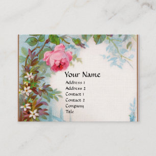 ROSES & JASMINES MONOGRAM GEM red linen Business Card