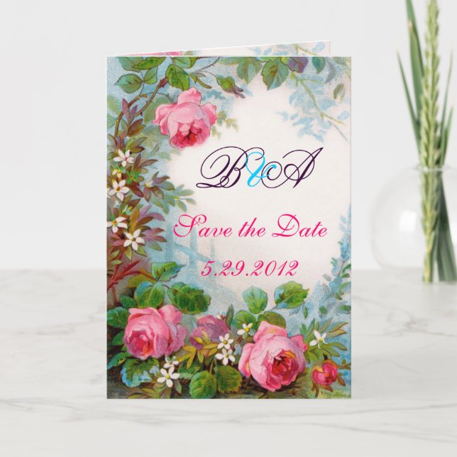 ROSES & JASMINES ,Save The Date Monogram Announcement (Front)
