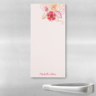 Roses Lace Bouquet Monogram Magnetic Notepad