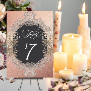 Roses & Lace - Rose Gold Table Number