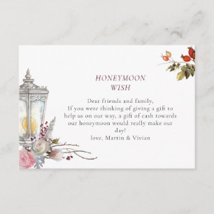 Roses & Lantern Bridal Shower Honeymoon Wish Enclosure Card