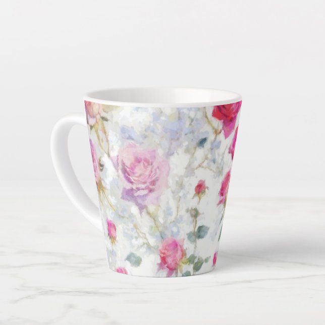 Roses Latte Mug (Left Angle)