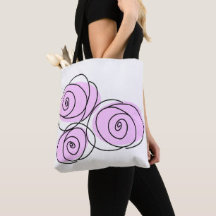 Roses Lilac Bouquet all over tote roses back Bag
