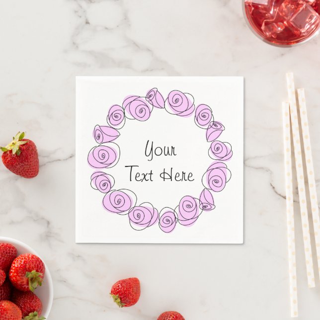 Roses Lilac Circle Text Napkin (Insitu)