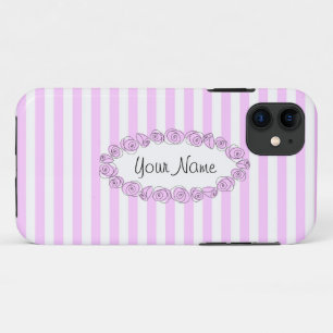 Roses Lilac Name striped iPhone case horizontal