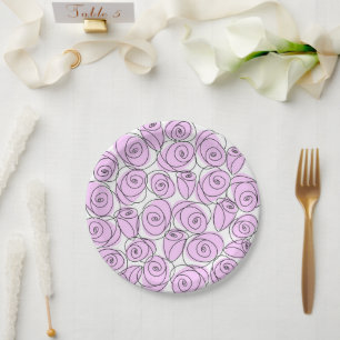 Roses Lilac round Paper Plate