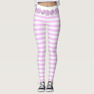 Roses Lilac Stripe horizontal Leggings