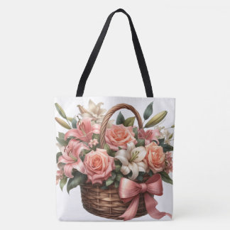  Roses lilies in a basket  Tote Bag