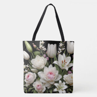 Roses lilies  tote bag