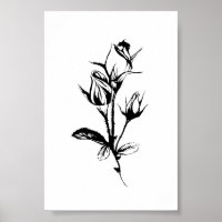 Roses Line Drawing Art | Ink Sketch of Rosebuds