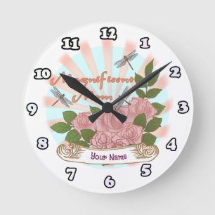 Roses Magnificent Mum  Round Clock