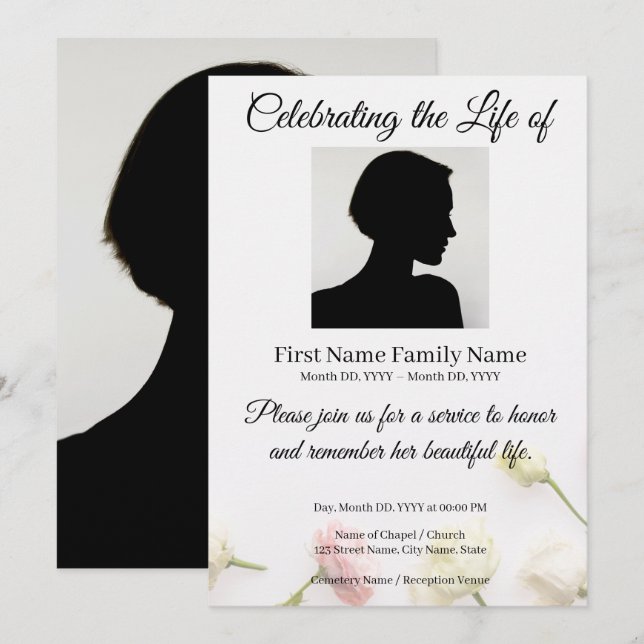 Roses memorial invitation (Front/Back)