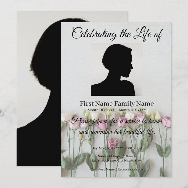 Roses memorial invitation (Front/Back)