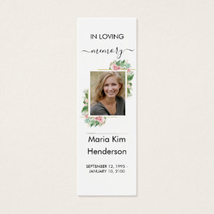 Roses Memorial Poem Prayer Funeral Bookmark