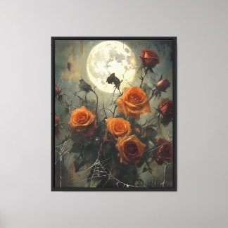 Roses & Moonlight Webs Canvas Print