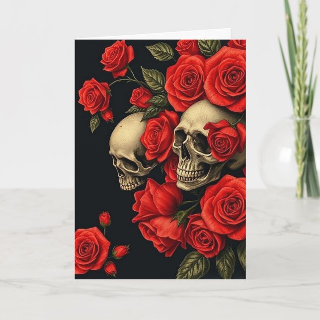 Roses n Skulls Valentine Card (Front)