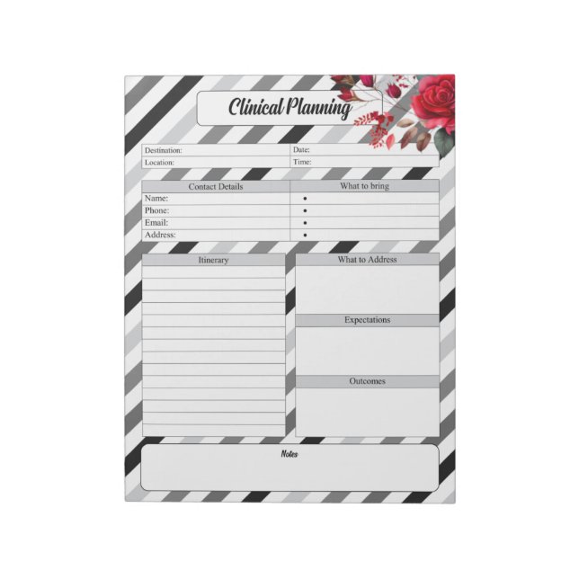 Roses n Stripes _ Clinical Planning Notepad (Rotated)