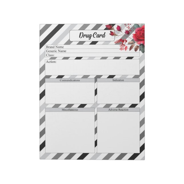 Roses n Stripes _Drug Card Notepad (Rotated)