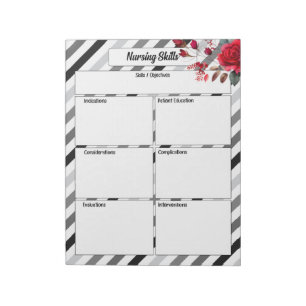 Roses n Stripes _ Nursing Skills Notepad