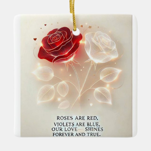 Roses of Light and Love Ceramic Ornament (Front)