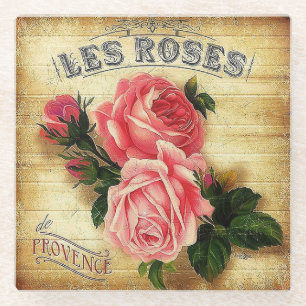 Roses of Provence, France Glass Coaster
