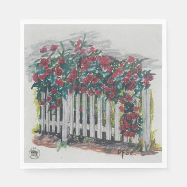 Roses on a Fence Paper Napkin (Front)