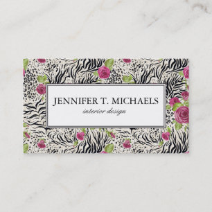 Roses On Animal Pattern Business Card