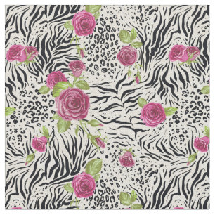 Roses On Animal Pattern Fabric