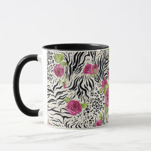 Roses On Animal Pattern Mug