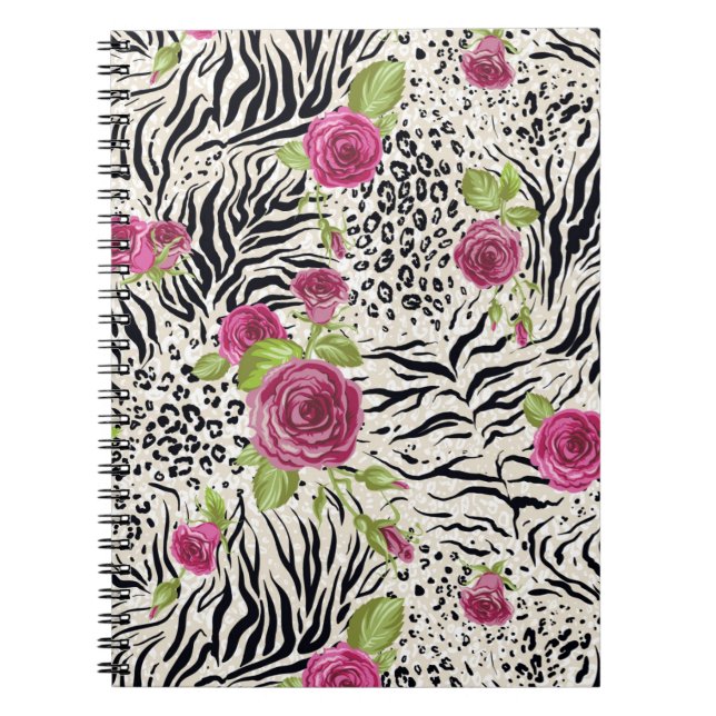 Roses On Animal Pattern Notebook (Front)