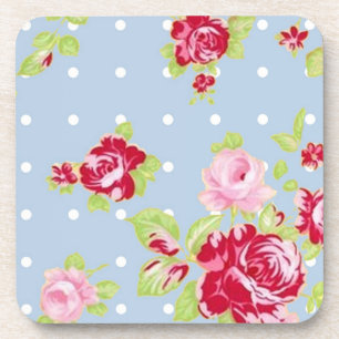 Roses On Blue Cork Coaster