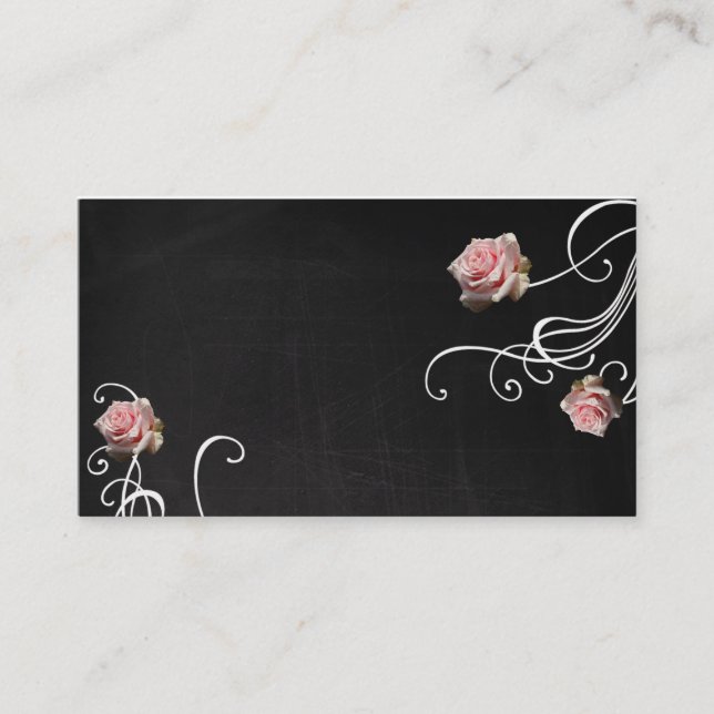 Roses on chalkboard business cards (Front)