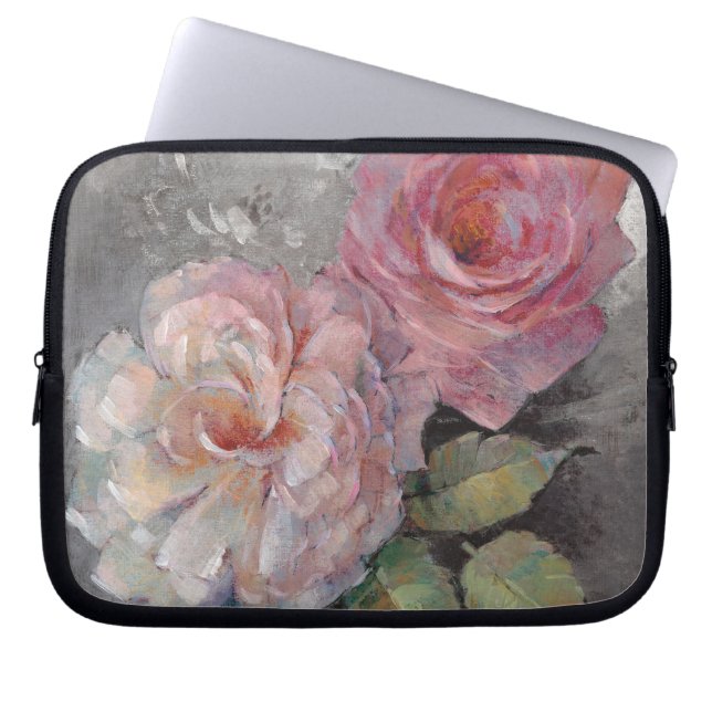 Roses on Grey Laptop Sleeve (Front)