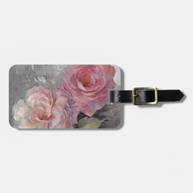 Roses on Grey Luggage Tag (Front Horizontal)