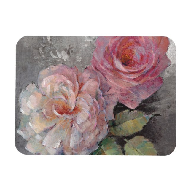 Roses on Grey Magnet (Horizontal)
