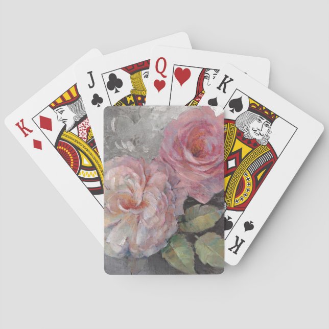 Roses on Grey Playing Cards (Back)