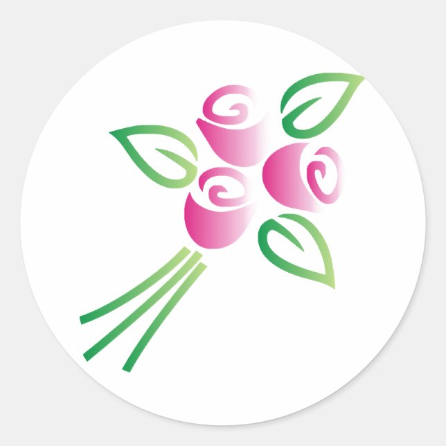 Roses on White Classic Round Sticker (Front)