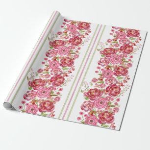 Roses on White &Vintage Florals and Classic Stripe Wrapping Paper