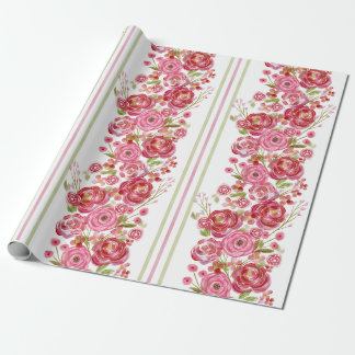 Roses on White &Vintage Florals and Classic Stripe Wrapping Paper