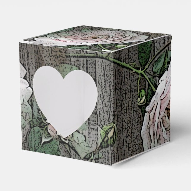 Roses on  Wood Favour Box (Front Side)