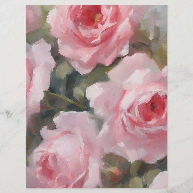 Roses Painted Pink Scrapbook Paper (Front)