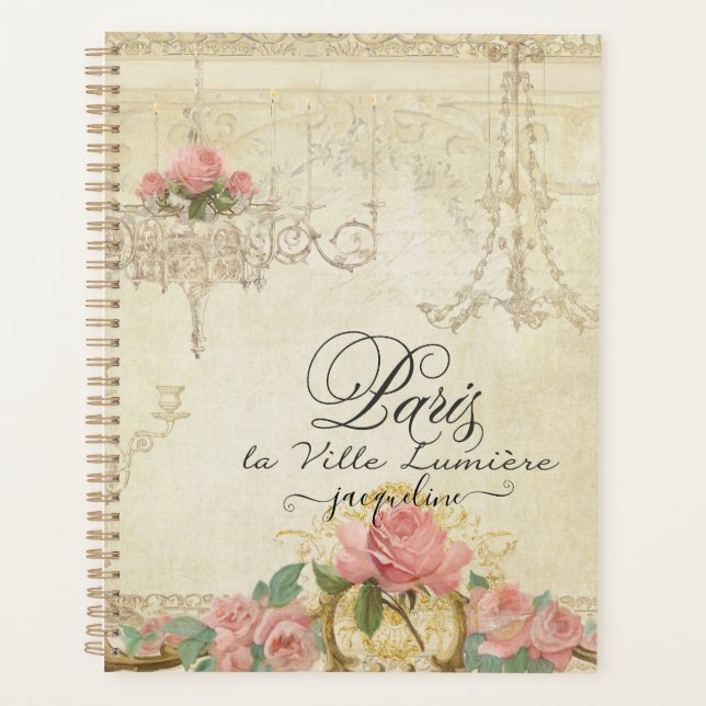 Roses Paris Chandelier Elegant Bridal Wedding Planner (Front)